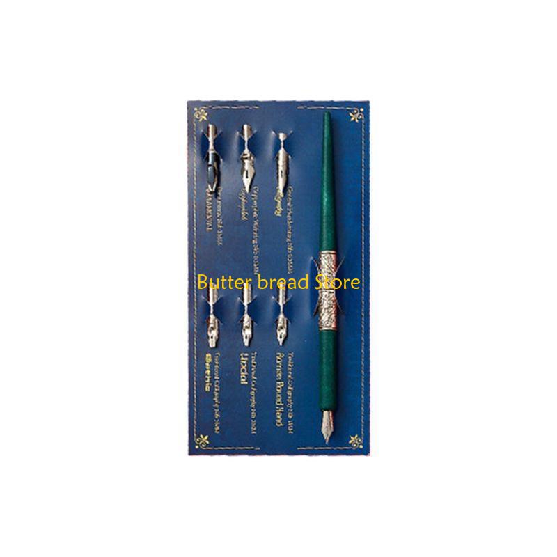 W89C Manga Dip Pen Holder with 6 Nibs for Lettering Skiching Drawing