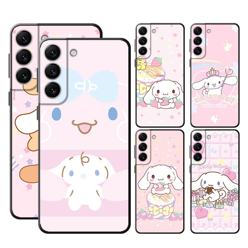 

Чехол для Samsung Galaxy S7 S9 S8 S10 S10e S20 FE S22 Ultra 5G S21 Plus S21, черный мягкий чехол Sanrio с булочкой с корицей, милый мультфильм