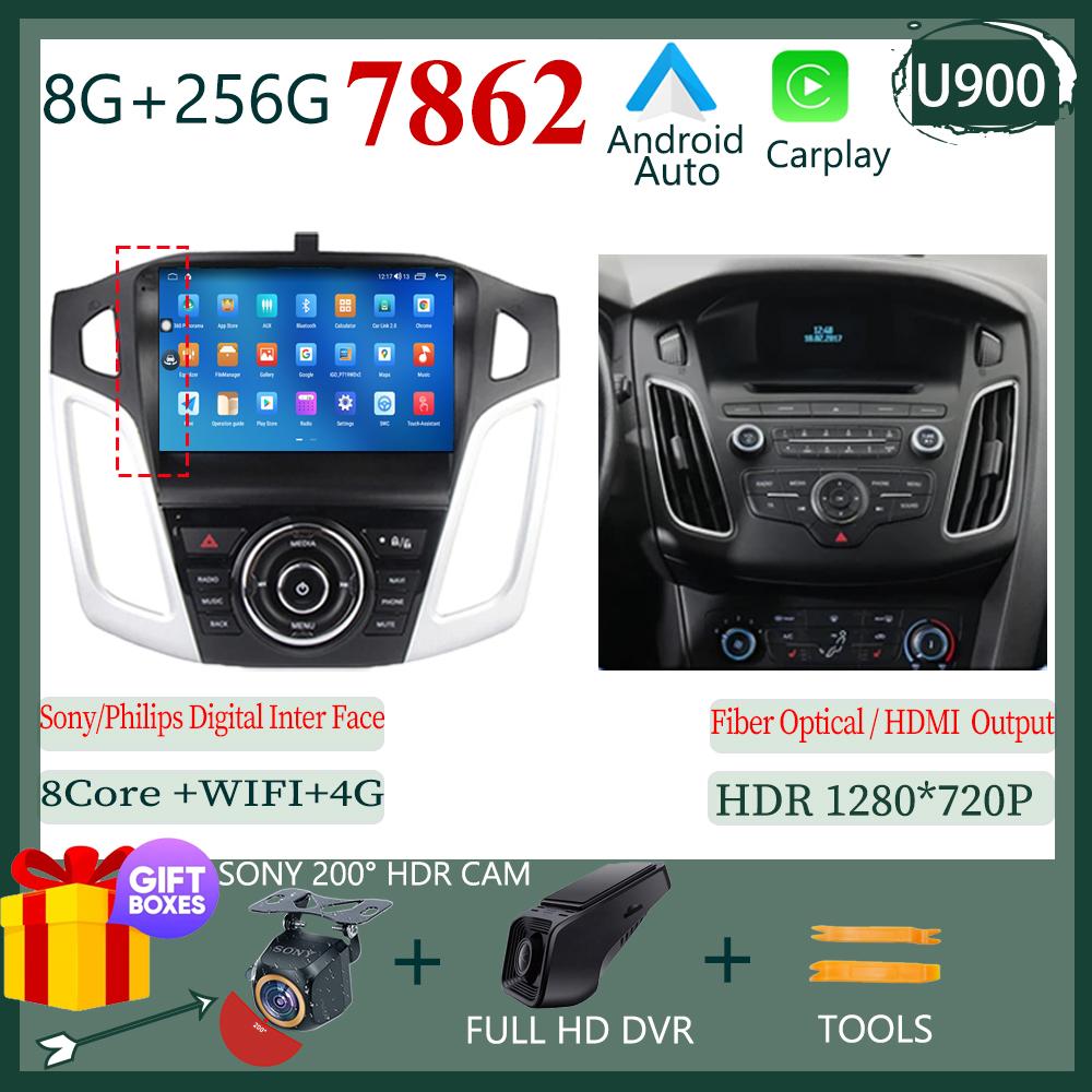 Android 14 Head Unit For Ford Focus 3 Mk 3 2011 -2019 Car Radio Video Player GPS Stereo Navigation Auto Touch QLED Screen WIFI