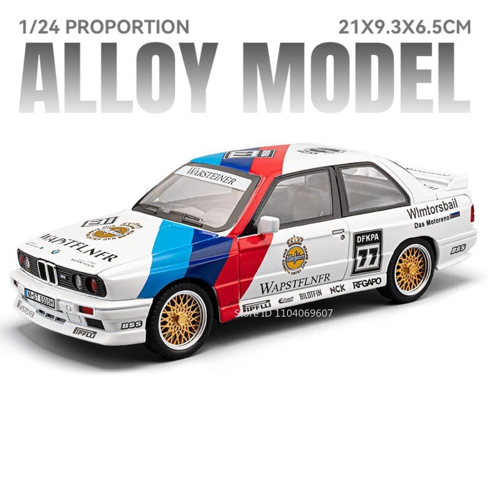 1:24 M3 GTR E46 Model Racing Car Toys Alloy Diecast Sound Light Doors Opened Shock Absorption Pull Back Simulation Supercars