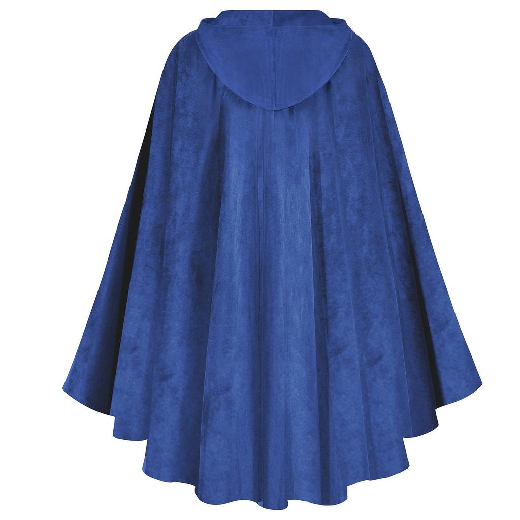 Medieval Velvet Deerskin Hooded Cloak - Renaissance Cosplay Costume Robe