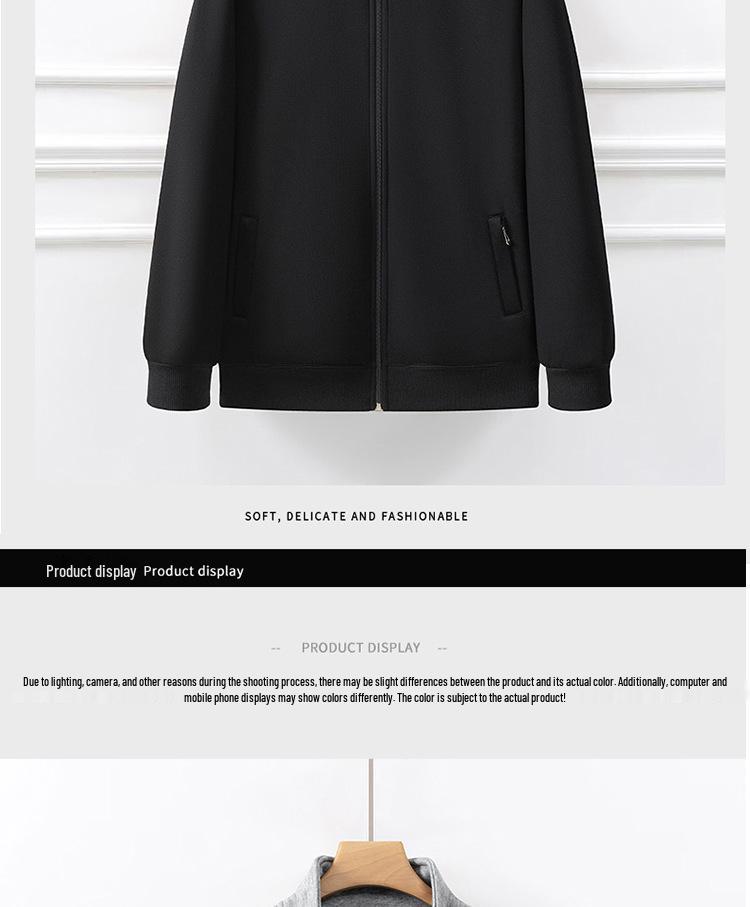 Men's Plus Size Fleece-Lined Stand Collar Cardigan Jacket - Thick, Loose, Casual, Versatile Winter Sweatshirt