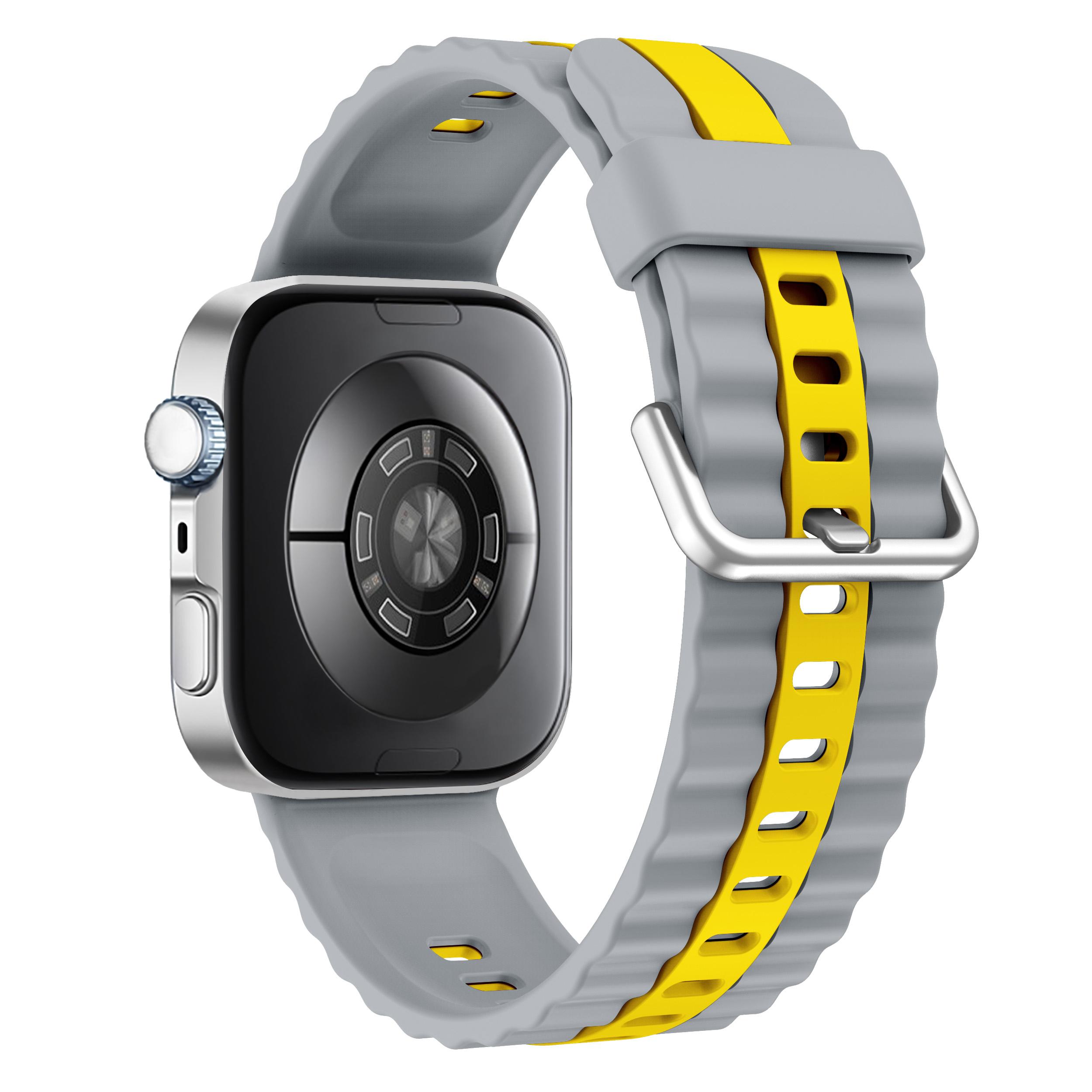 

KALEBOL Silicone Band for Huawei Watch Fit 4 Pro/Fit 4/Fit 3 Dual Color Replacement Watch Strap Grey Yellow