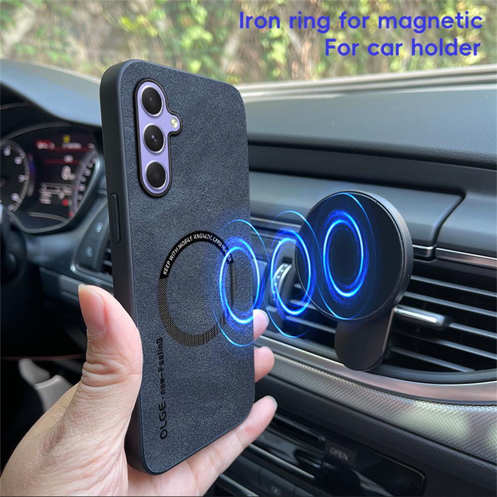 WANLONFENG YBP Series For Samsung Galaxy A55 5G Magnetic Case with Tempered Glass Film PU Leather+TPU Phone Cover Large Cutout
