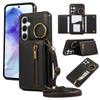 For Samsung Galaxy A16 4G Leather Back Cover Zipper Wallet Kickstand Phone Case with Shoulder Strap