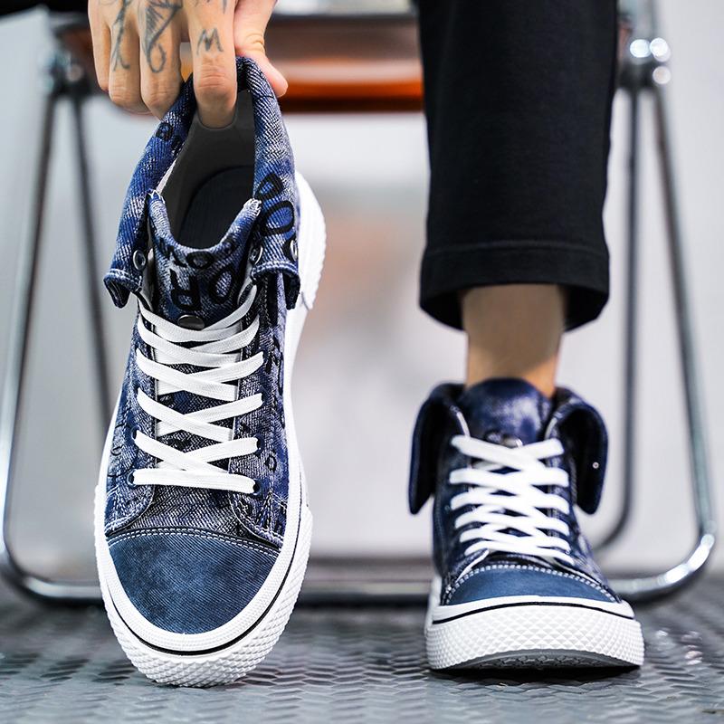 2024 Summer High Top Canvas Shoes Korean Edition Men's Shoes Trendy Student Shoes Board Shoes Breathable Versatile Shoes