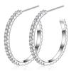925 Sterling Silver Big Hoop Earrings Female Trendy Lady Party Jewelry Bright Cubic Zirconia Luxury Accessories