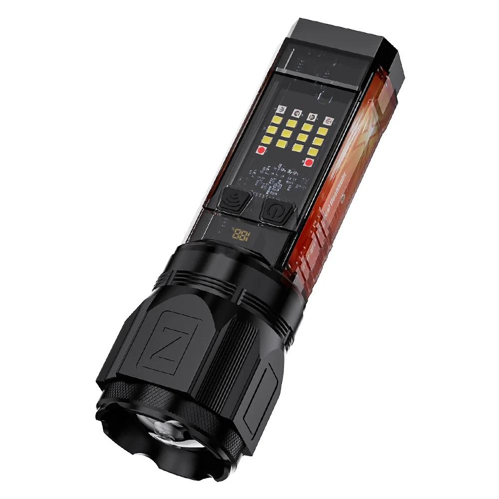 LED Flashlight Portable Flashlight Rechargeable Work Light Camping Bag Light Dual Light Source Lighting Lantern Outdoor Torch