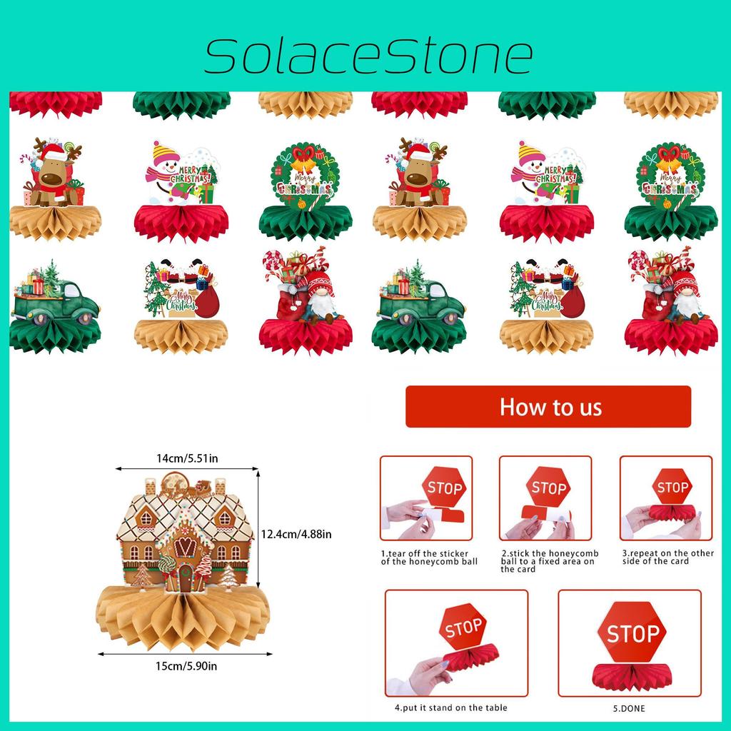 Claus Christmas Santa Reindeer Honeycomb Tabletop Decor Paper For Celebrations