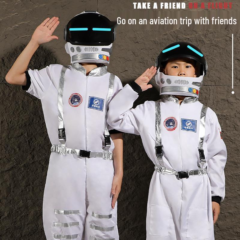 Kids' Short-Sleeve Space Astronaut Costume with Light-Up Helmet
