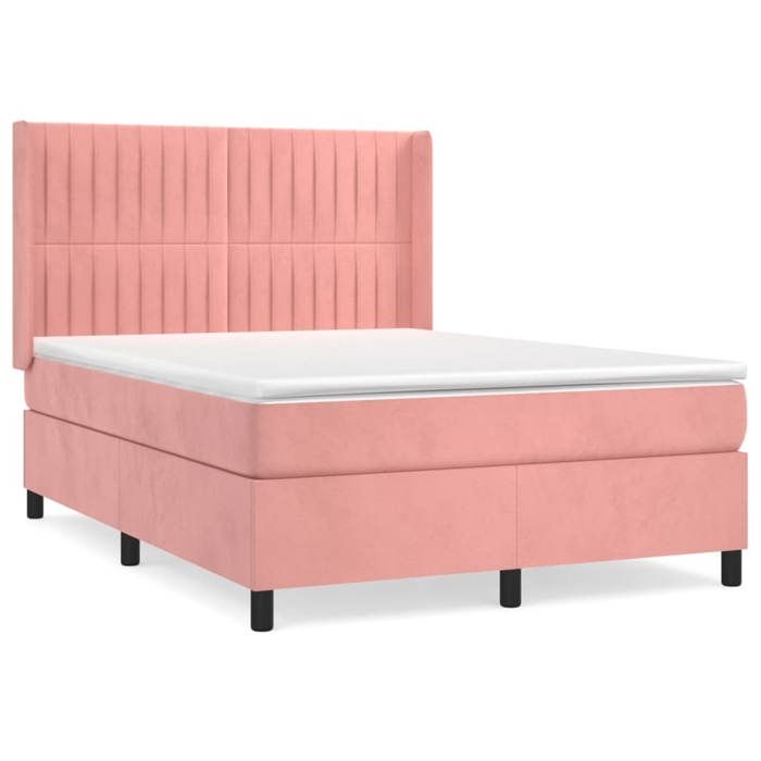 Maison Exclusive - Sommier à lattes de lit avec matelas Rose 140x190 cm Velours