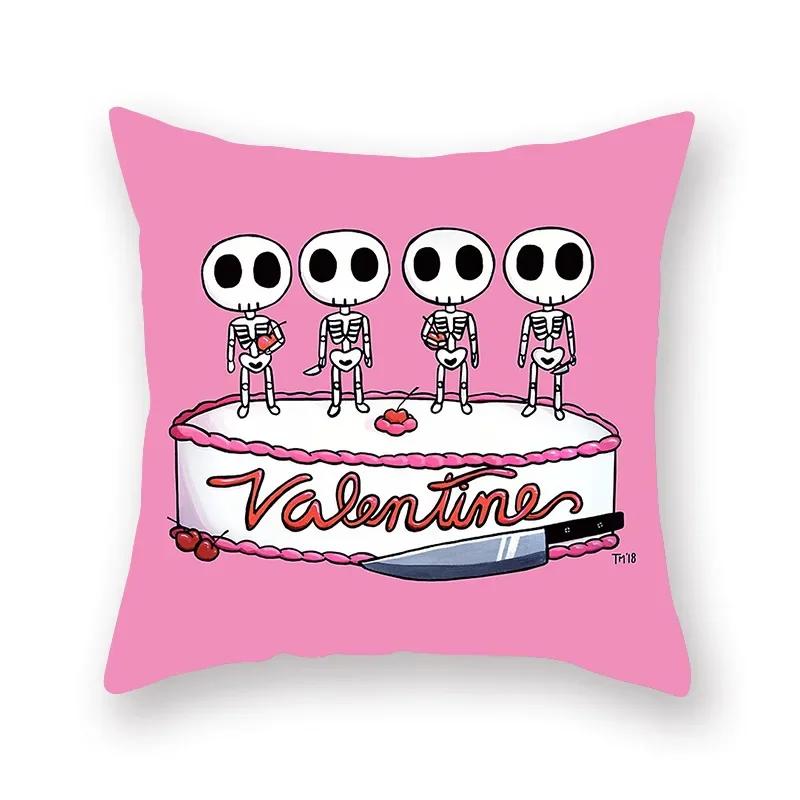 Cute Pink Red Heart Print Home Decor Pillow Sofa Cushion Cover Valentine's Day  Pillowcase
