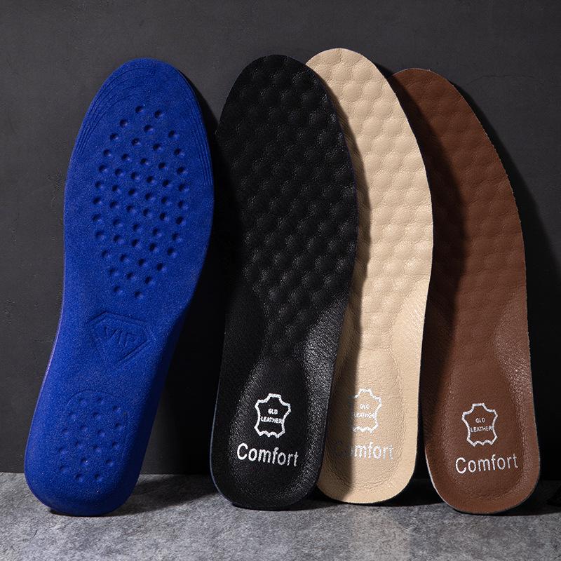 Men's Genuine Leather Shock-Absorbing, Sweat-Absorbing Breathable Basketball Insole