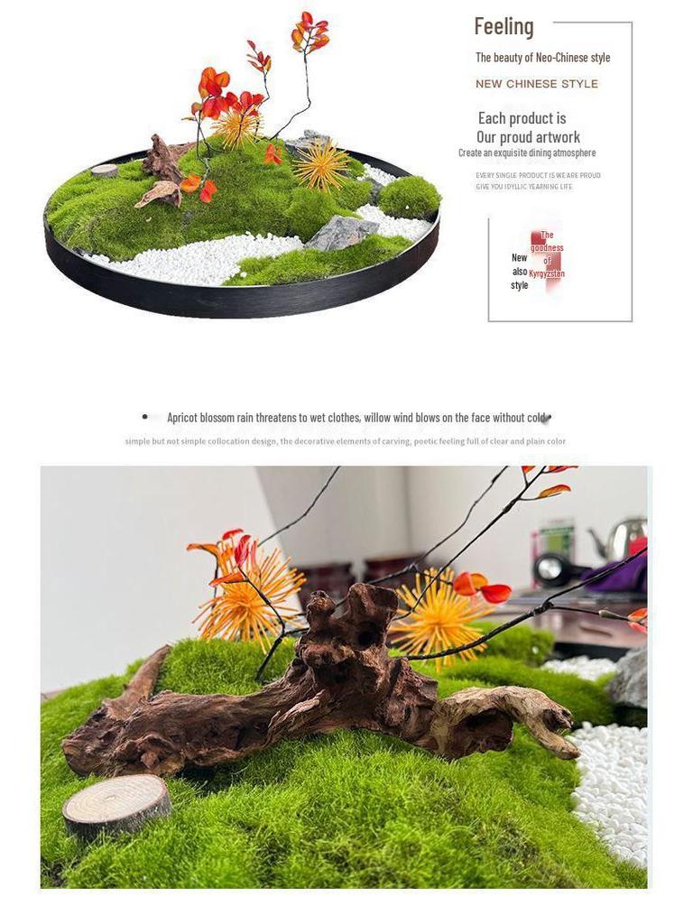 Best-Selling Moss Ornaments: Large Round Hotel Dining Table Centerpiece with Miniature Landscape Theme