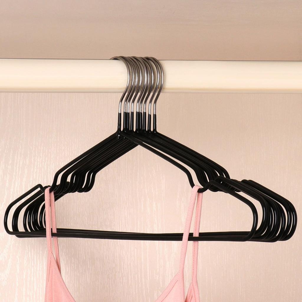 10pcs-Non-Slip Coated Metal Suit Coat Hangers Heavy Duty Clothes Hangers Metal Shirt Jacket Hanger with Round Notches for Dress
