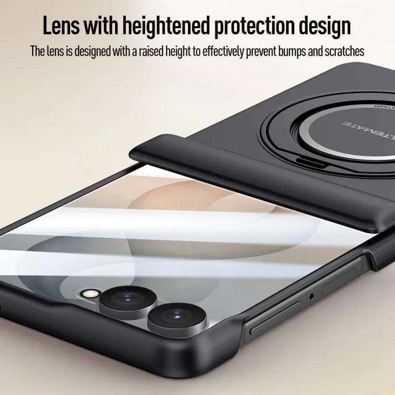 For Samsung Z Flip8 Folding Wristband Phone Case, Magnetic Rotating Stand, Matte, Drop-resistant Full-cover Protective Case