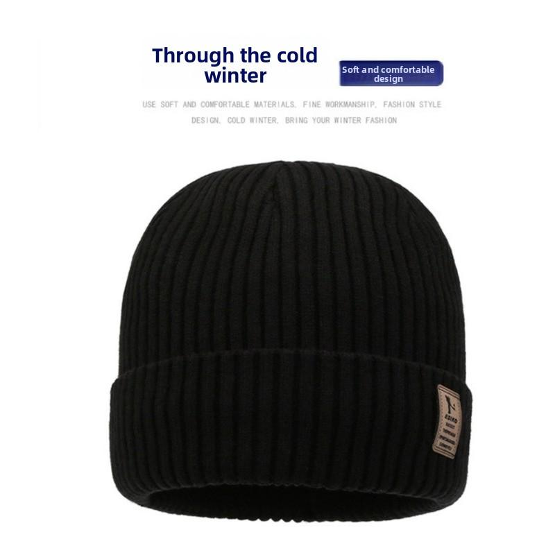 1pc Winter Warm Beanie Knitted Cap Large Brim,Solid Color, Versatile Unisex Style,Plush Lining for Winter,Suitable for Adults