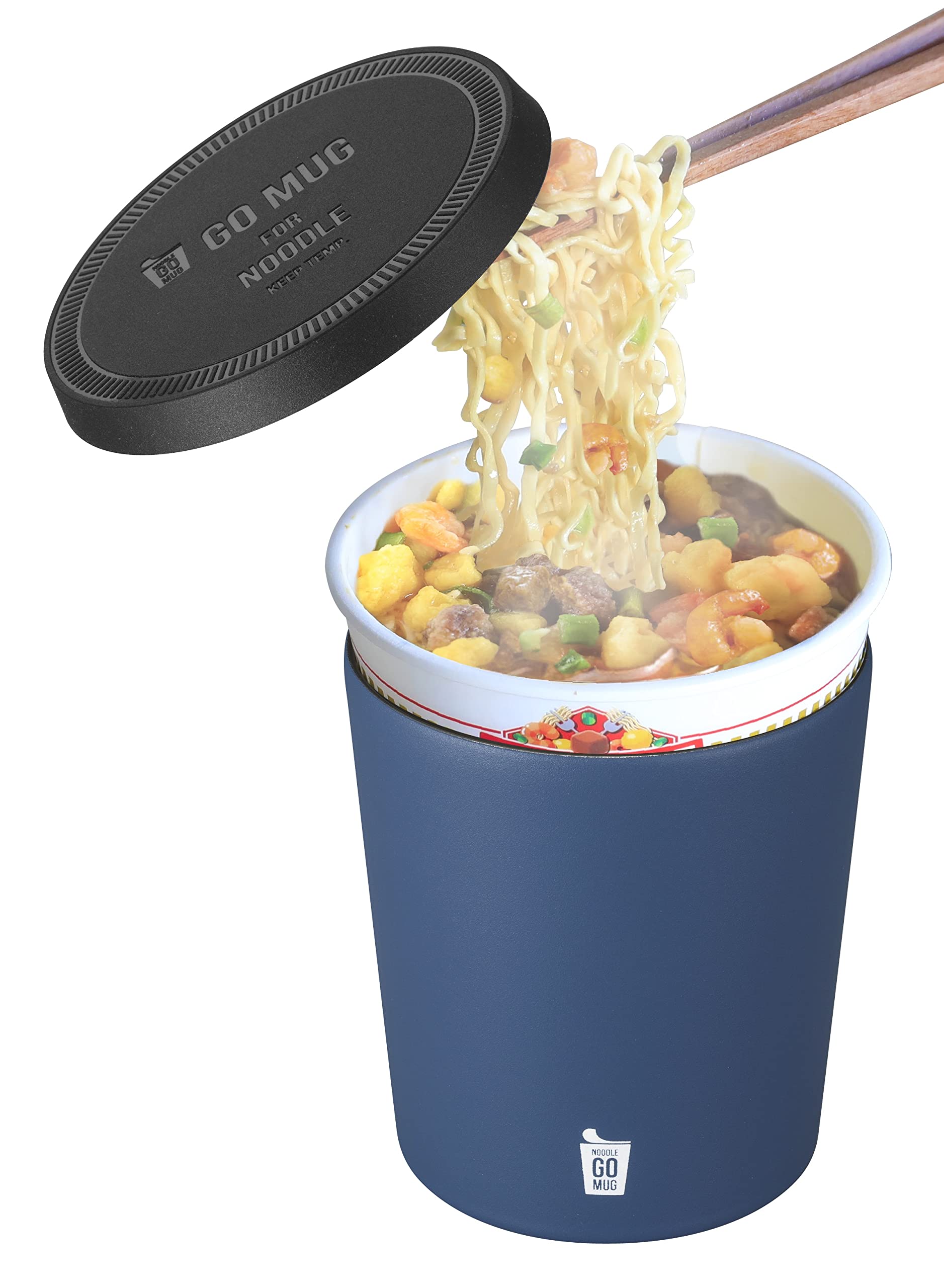 

CB Japan Ramen Cup Noodles Instant Noodle Insulated Vacuum Stainless NOODLE GOMUG Mug, 460ml, Blue, Insulated, Steel, синий