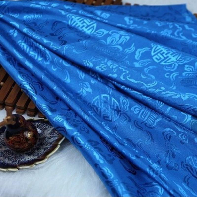 Vintage Dragon Jacquard Silk Brocade Fabric for Kung Fu Uniform Hanfu Tang Suit Traditional Chinese Clothing DIY Craft