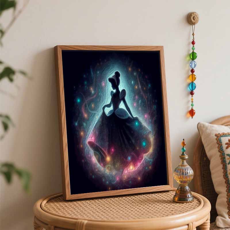 Disney Cinderella Silhouette DIY Painting Kit Classic Style Home Decor Craft Gift Idea Wall Art Sparkle Magic Princess Magical Galaxy