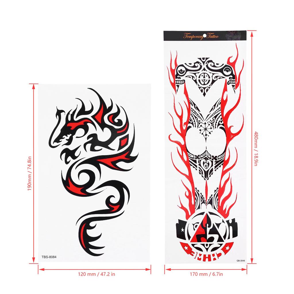 6pcs Full Arm Waterproof Temporary Tattoos 6pcs Half Arm Shoulder Tattoos for Men Women