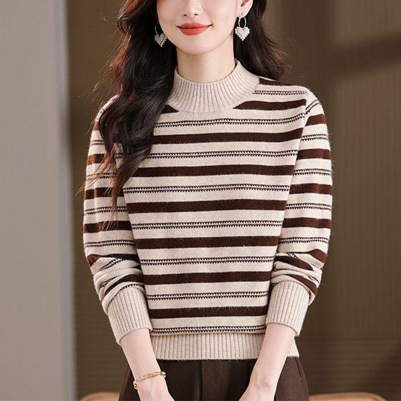 Sweater for Women Autumn Winter Thickened Pullover Warm Knitted Stretchy Long Sleeve Oversize Jumper Tops