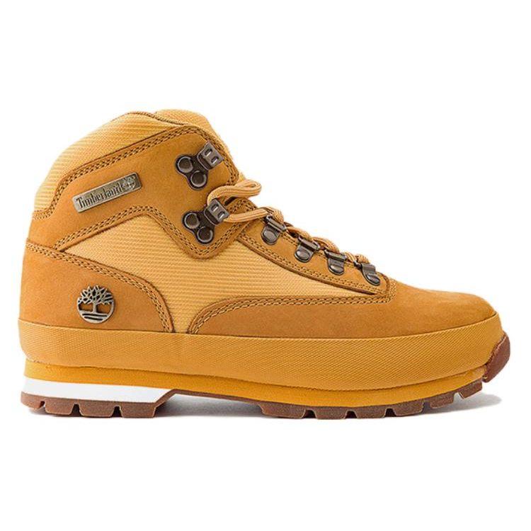 Timberland Euro Hiker Round Toe Comfortable Slip Resistant Durable Mid Top Outdoor Functional Shoes Men Shoes Brown 91566W