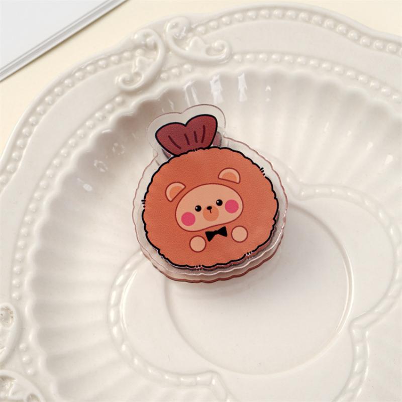 5Pcs Cute Cartoon Acrylic Double-Sided Pp Clip Original Multifunctional Clip Student Storage Clip Exam Paper Clip