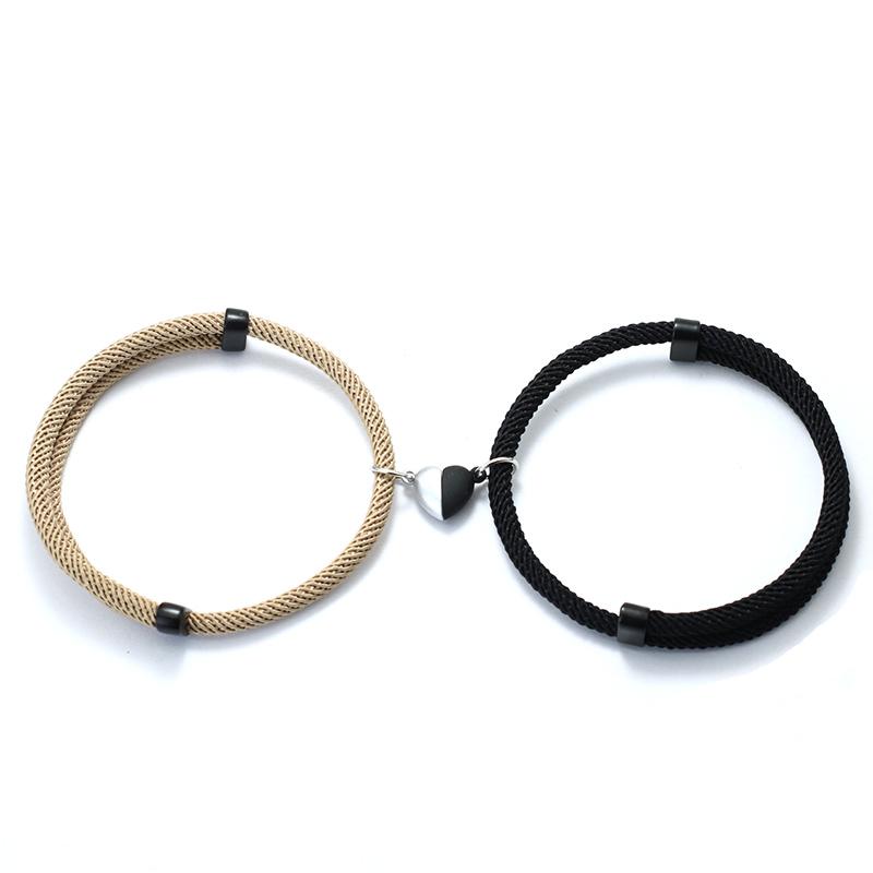 

New Magnet Couple Bracelet Valentine Day Gift Adjustable Friendship Rope Braclet 2Pcs/Set Paird Matching Braslet Pulsera