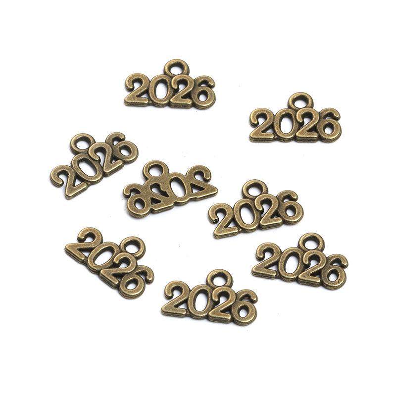 50Pcs Vintage Alloy 9*14Mm Number Charms 2026 2027 Year Pendants Diy Earring Bracelet Necklace Jewelry Making Crafts Accessories