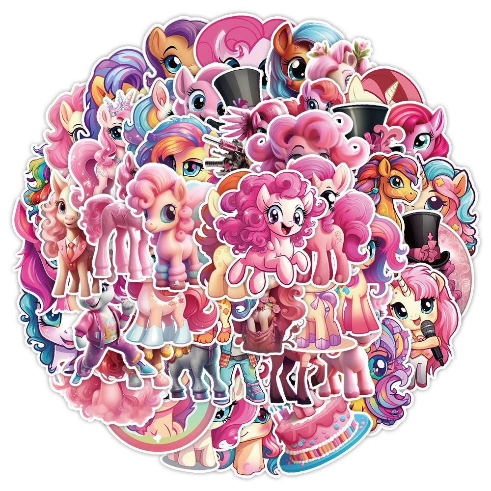

50 Милых Стильных Розовых Стикеров Граффити Пони Мобильный Чемодан Водонепроницаемые Декоративные Наклейки Детские Наклейки для Ручного Счета