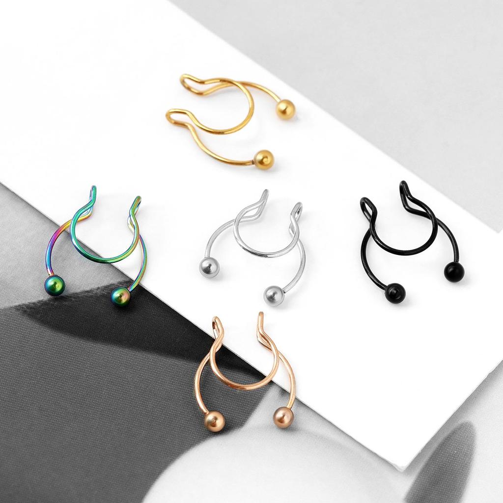 Trendy European & American No-Piercing Horseshoe Nose Clip Jewelry