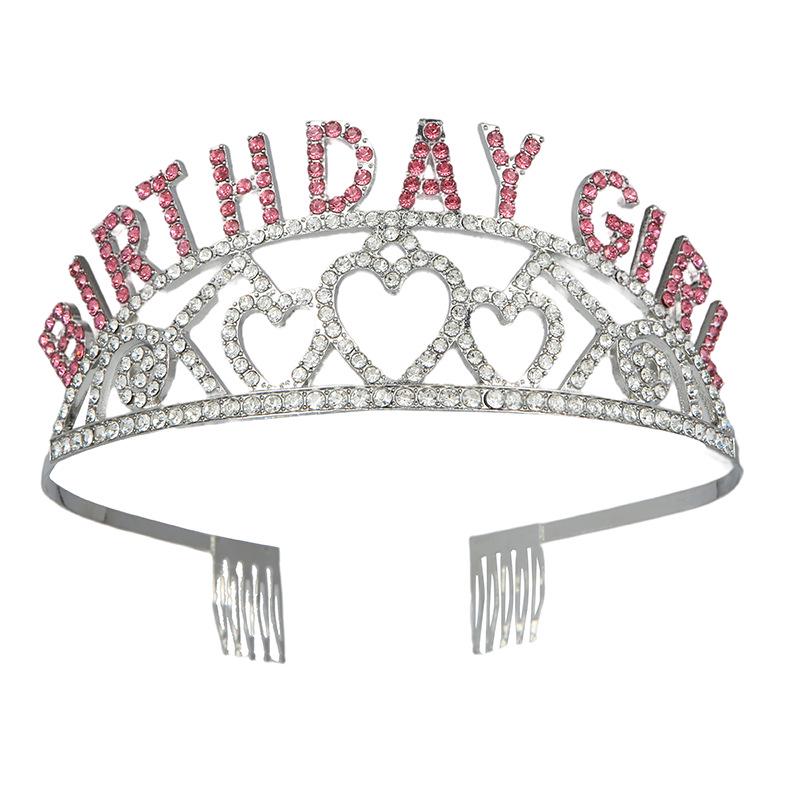 Crystal Letter Crown Birthday Girl Headband Set