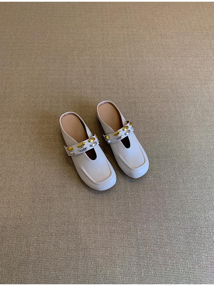 Sheepskin version~ French inner height-increasing bag head half slippers women's 2025 new summer small one-pedal cool slippers