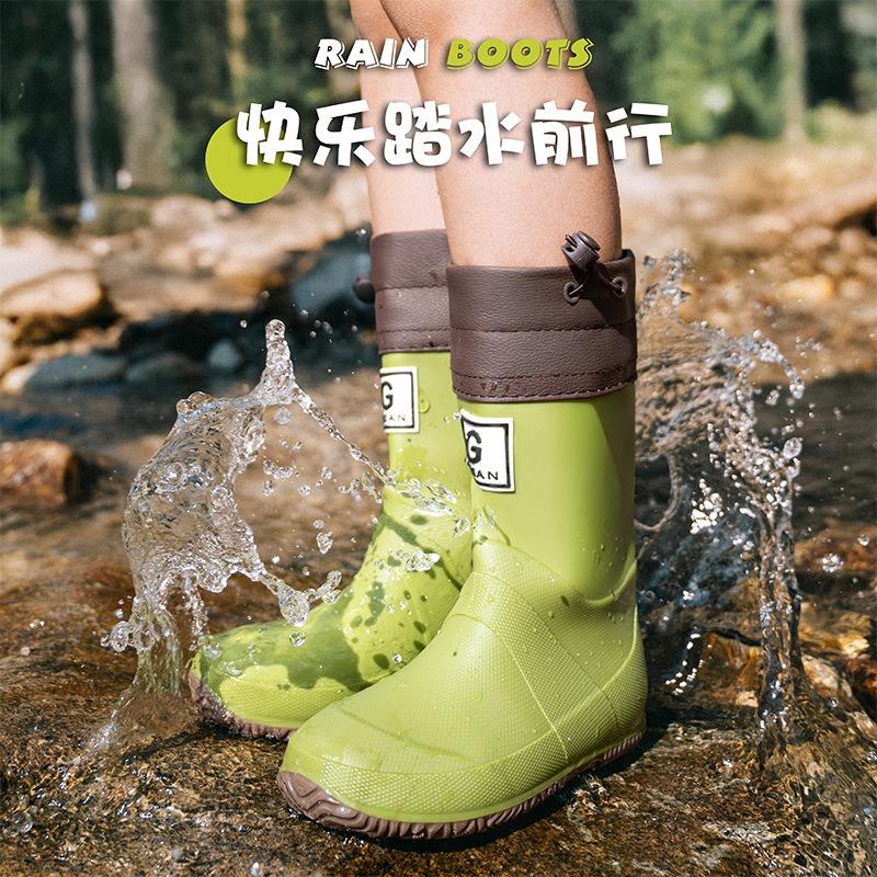 Bundle mouth waterproof shoes children wading rain shoes forest baby stepping on puddles mud pit non-slip foldable women's middle school rain boots