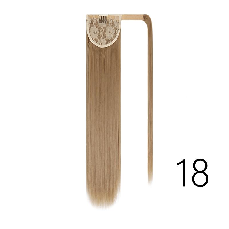 MERISIHAIR Women Long Straight Ponytail Wig Black Brown Synthetic High Temperature Fiber Ponytail Hair Extensions Daily Use