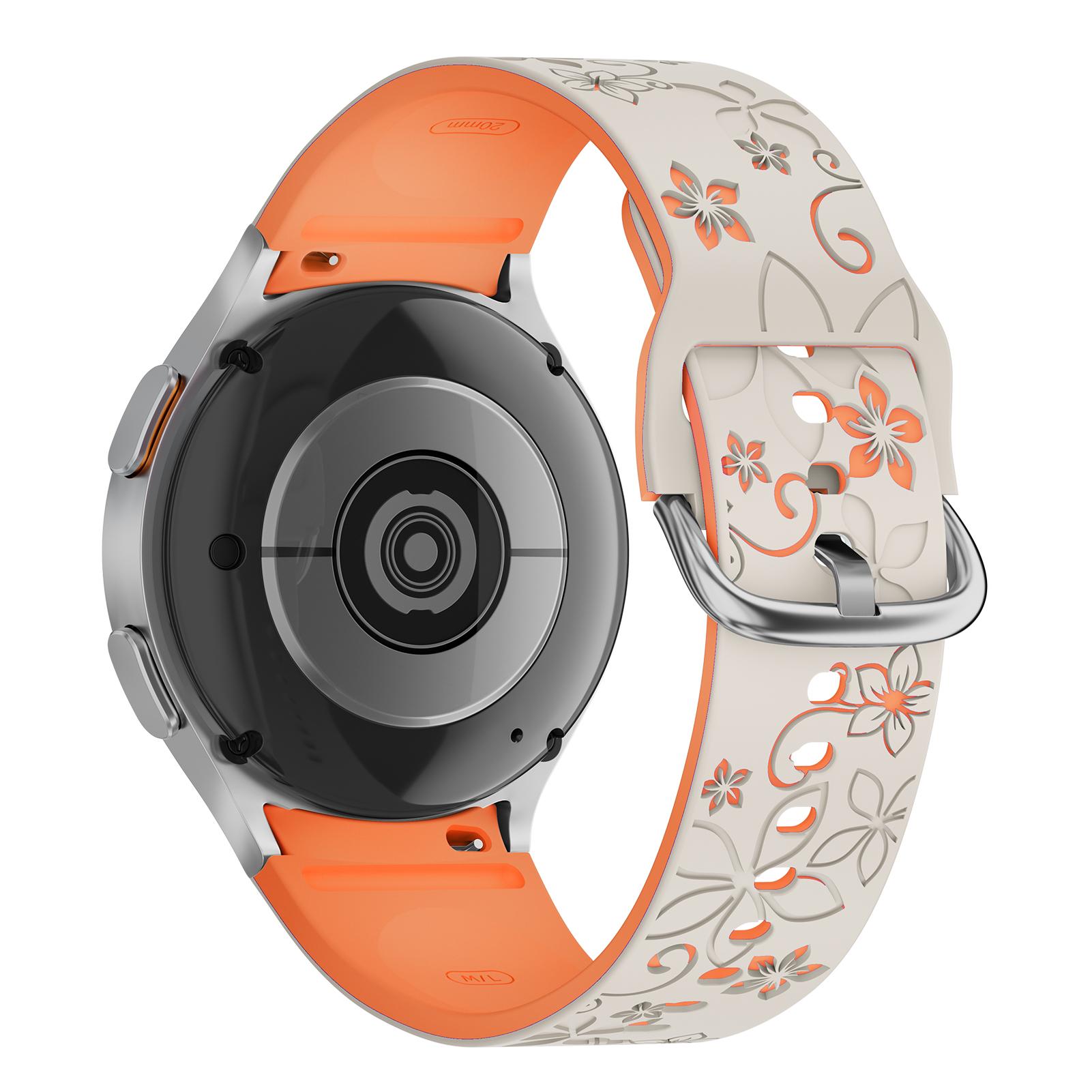 

Силиконовый ремешок для Samsung Galaxy Watch 7 6 5 4 FE 44 мм 40 мм/5 Pro Sport Correa с гравировкой Galaxy Watch6 Classic 43 мм 47 мм ремешок Galaxy Watch 7 40mm слоновая кость