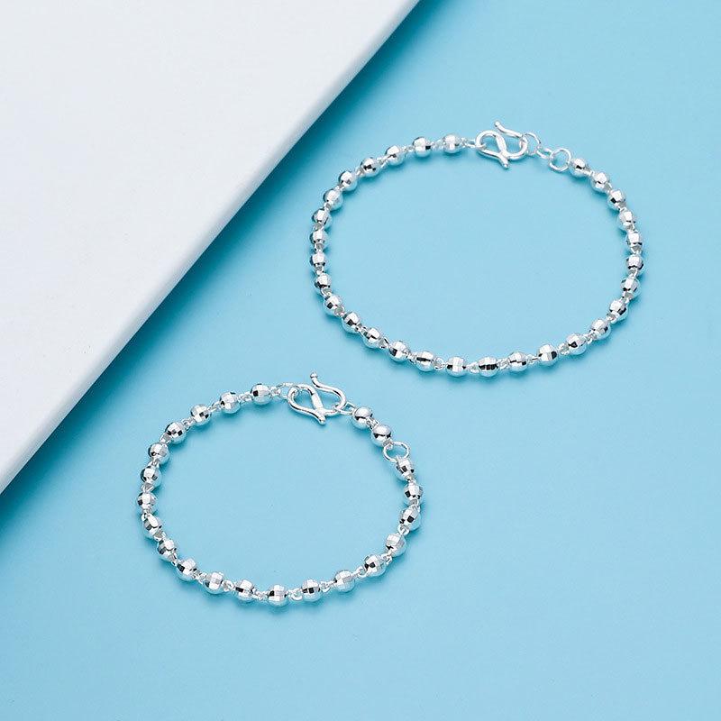 

Браслет из полированных круглых бусин из стерлингового серебра 990 пробы в корейском стиле - Модные буддийские украшения унисекс Pure Silver