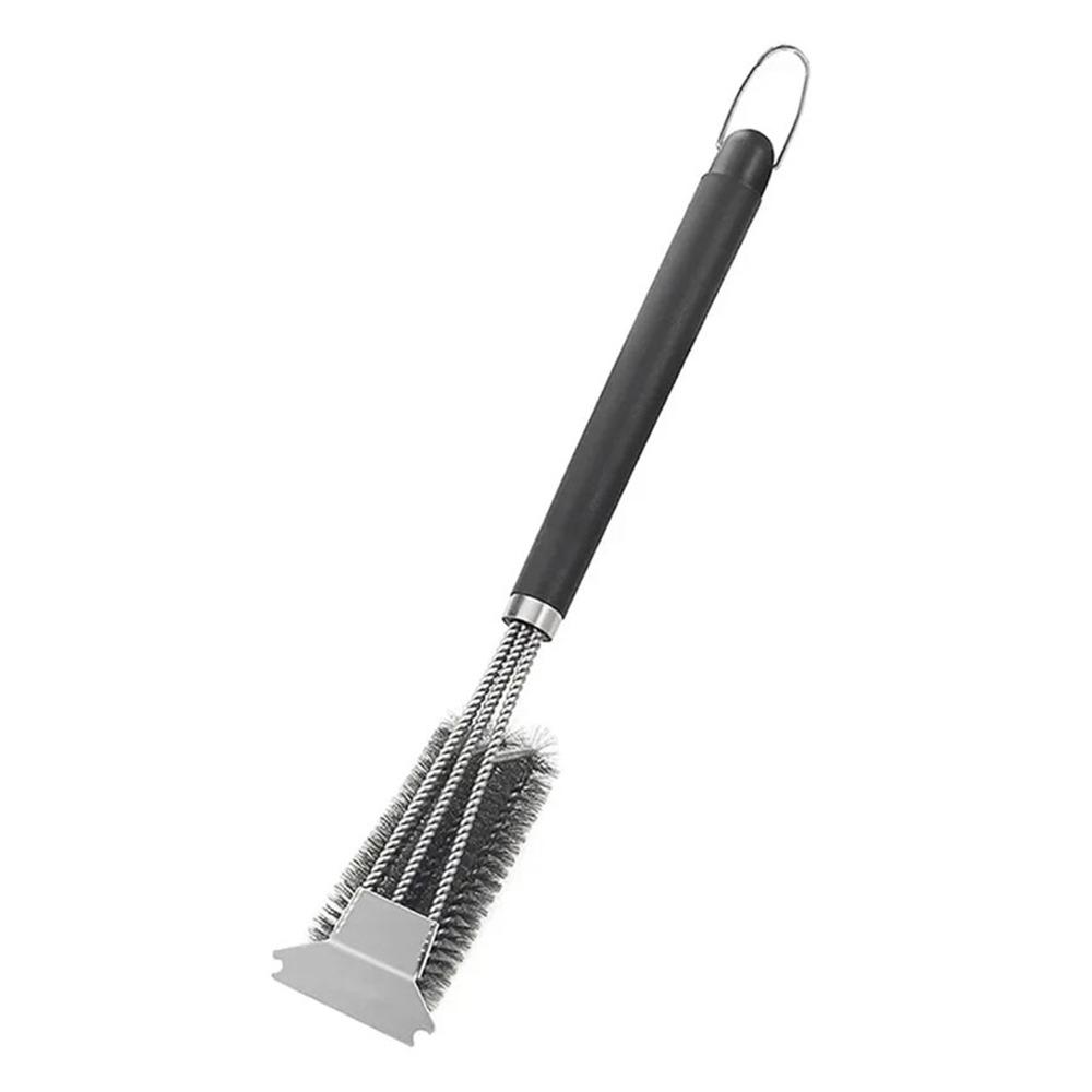1Pcs Stainless Steel Bristle Cleaner Brush with Deluxe Handle BBQ Tool Grill Brush and Scraper