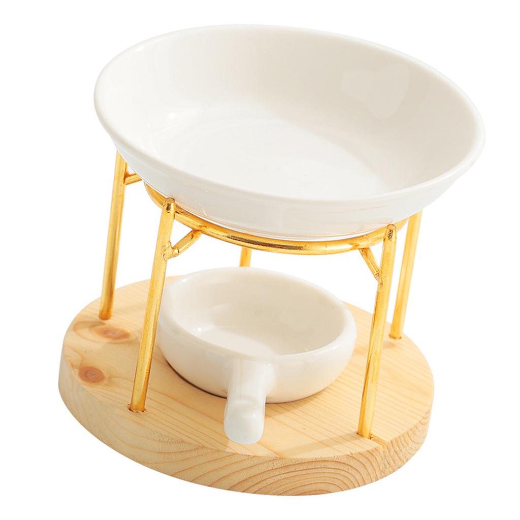 Ceramics Tealight Wax Warmer Essential Oil Burners Heater with Wood Stand Candleholder Aromas Lamp Stove for Meditations