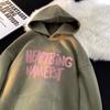 Unisex Heavyweight Fleece Hoodie With Letter Print Soft Suede-like Fabric Oversized Fit Winter Streetwear