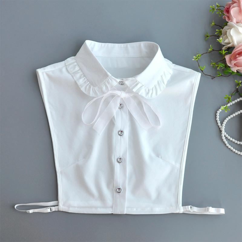 White Women Lace Fake Collar Tie False Collar Black Fashion Ruffle Detachable Collar Lapel Blouse Top Women Clothes Accessory