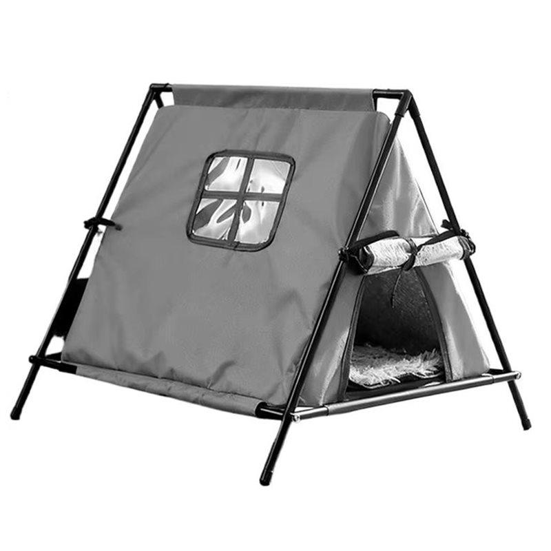 

Уличный утепленный водонепроницаемый треугольный домик для кошек, предназначенный для использования на зиму на террасе, балконе, заднем дворе, в саду или парке. серый