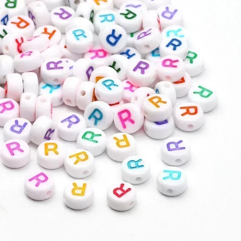 Acrylic A-Z 26 Letter Round Beads Colorful Alphabet Loose Spacer Beads For Jewelry Making Diy Bracelet Necklace Accessories