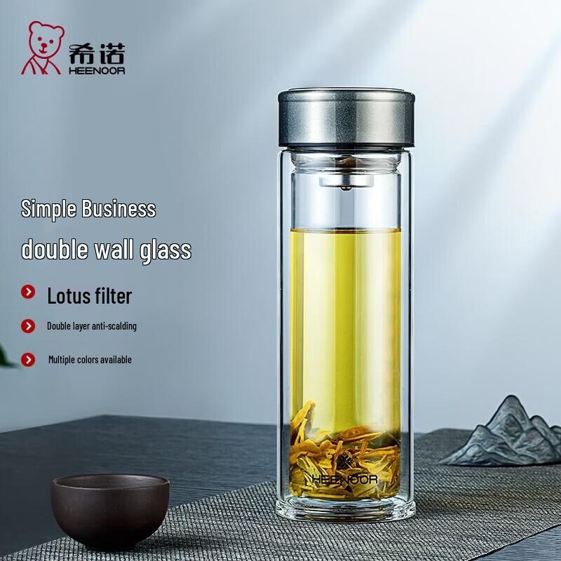 Heenoor Double-Layer Insulated Glass Tea Cup Gift Set