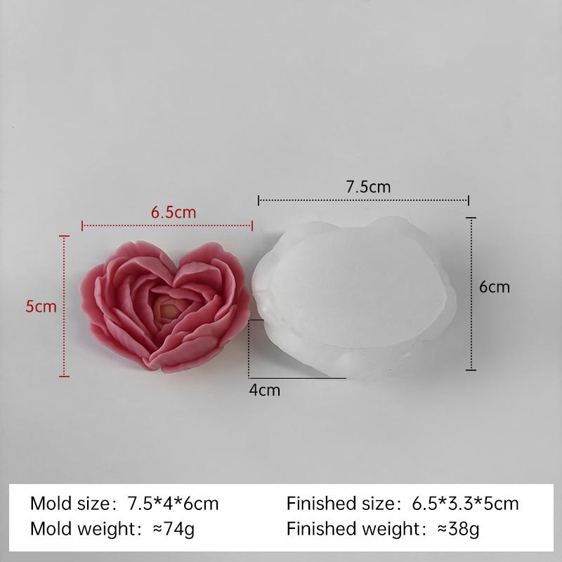 Love Flowers Mold DIY Heart Shaped Roses Aromatherapy Candle Epoxy Resin Plaster Mould Handmade Soap Silicone Molds