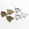50pcs 8mm and 10 Mm Inner Size Antique Bronze And Silver Plated Three Loops Style Cabochon Base Cameo Setting Charms Pendant