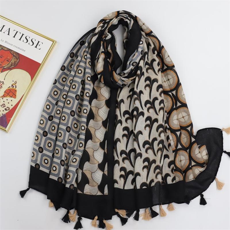 Luxury  Cotton Viscose Scarf Women Aztec Floral Patchwork Tassel Shawls And Wraps Echarpe Pashmina Bufandas 180*90Cm