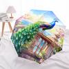 1 PC Automatic Folding Umbrella - Peacock Garden Pattern, Portable & Foldable Design with 8 Ribs, Christmas Birthday Gifts