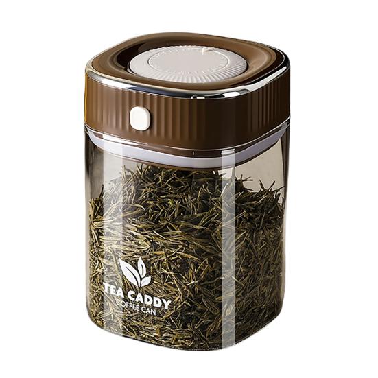 Sealed Jar, Space-Saving Design with Airtight Lids, with One-Click Vacuum Sealing Glass Container, for Tea Coffee Beans Snacks